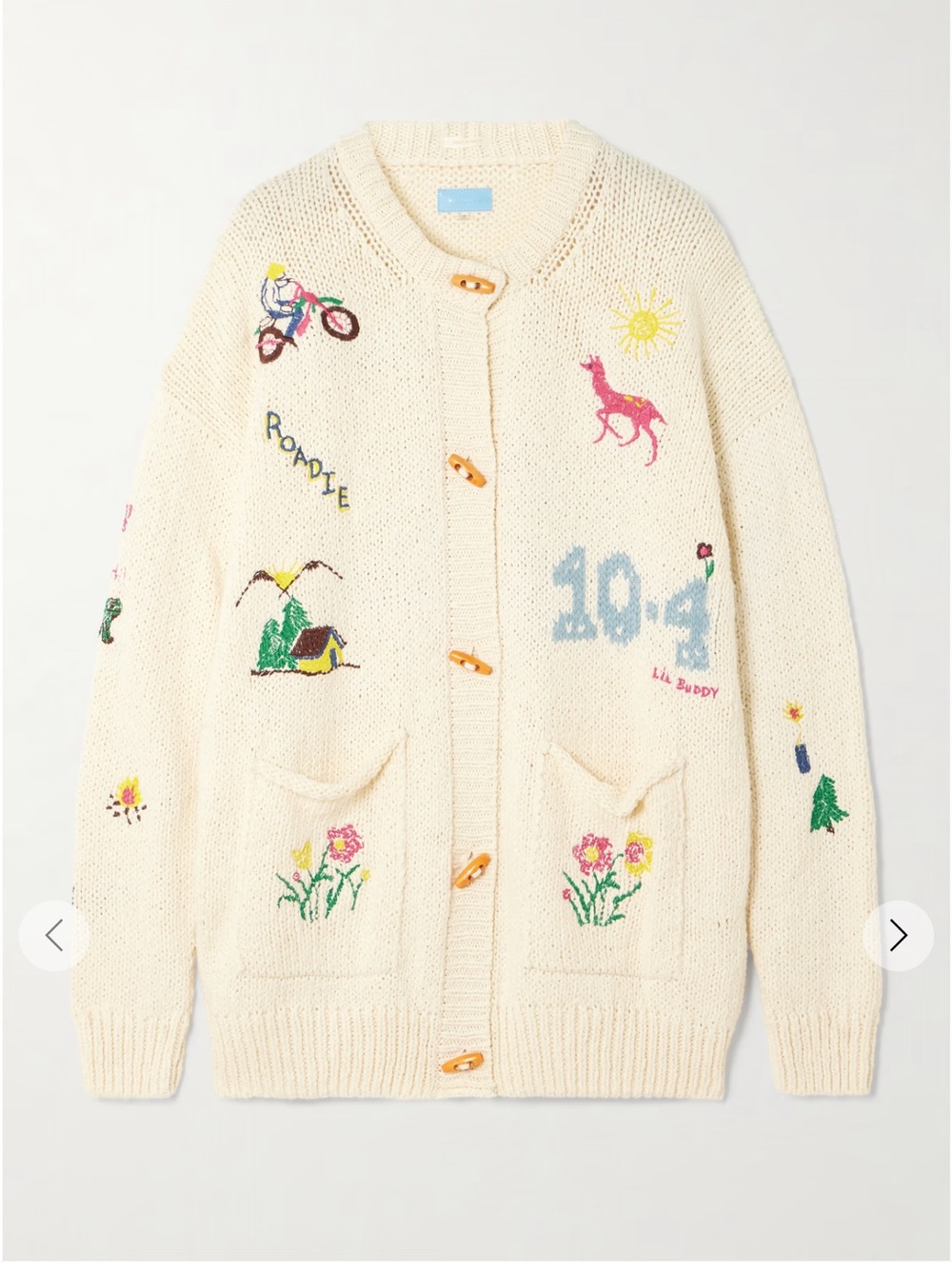 NWT Mother The Long Drop embroidered cotton and alpaca-blend cardigan Sz L - Picture 9 of 13